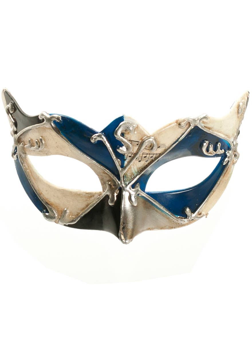 Antique Blue Venetian Masquerade Ball Mask for Men - Alternate Image