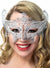Divine Light Weight White Metal Mask with Silver Glitter and Rhinestones view 1