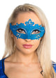 Blue Womens Cut Out Masquerade Ball Mask with Rhinestones - Main Image
