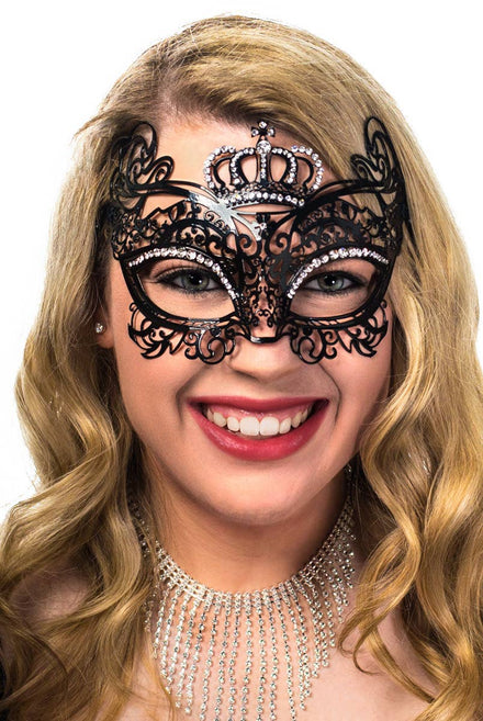 Deluxe Black Flexible Metal Crown Princess Masquerade Mask