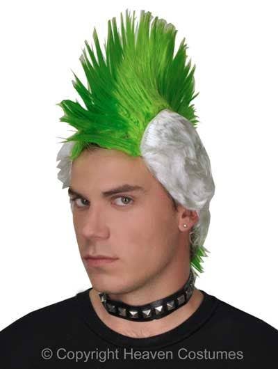 80's Punk Green Mohawk Costume Wig Main View