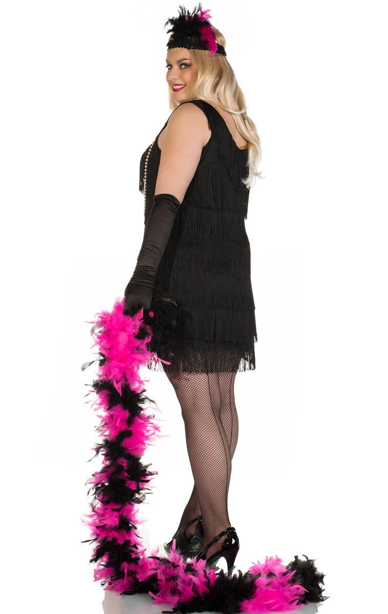 Women's Short Black Plus Size Flapper Costume - Back View