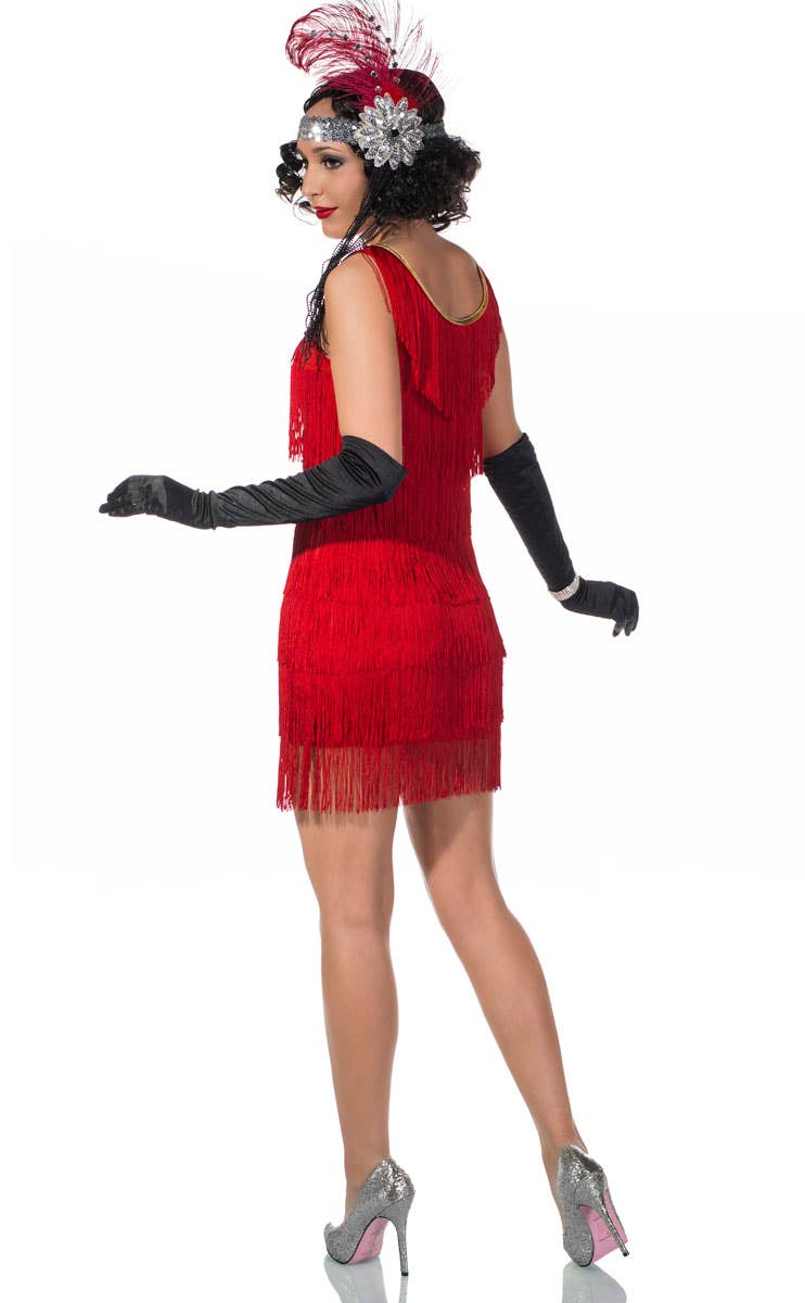 Women's Sexy Red Short 1920's Flapper Dress Costume - Back Image