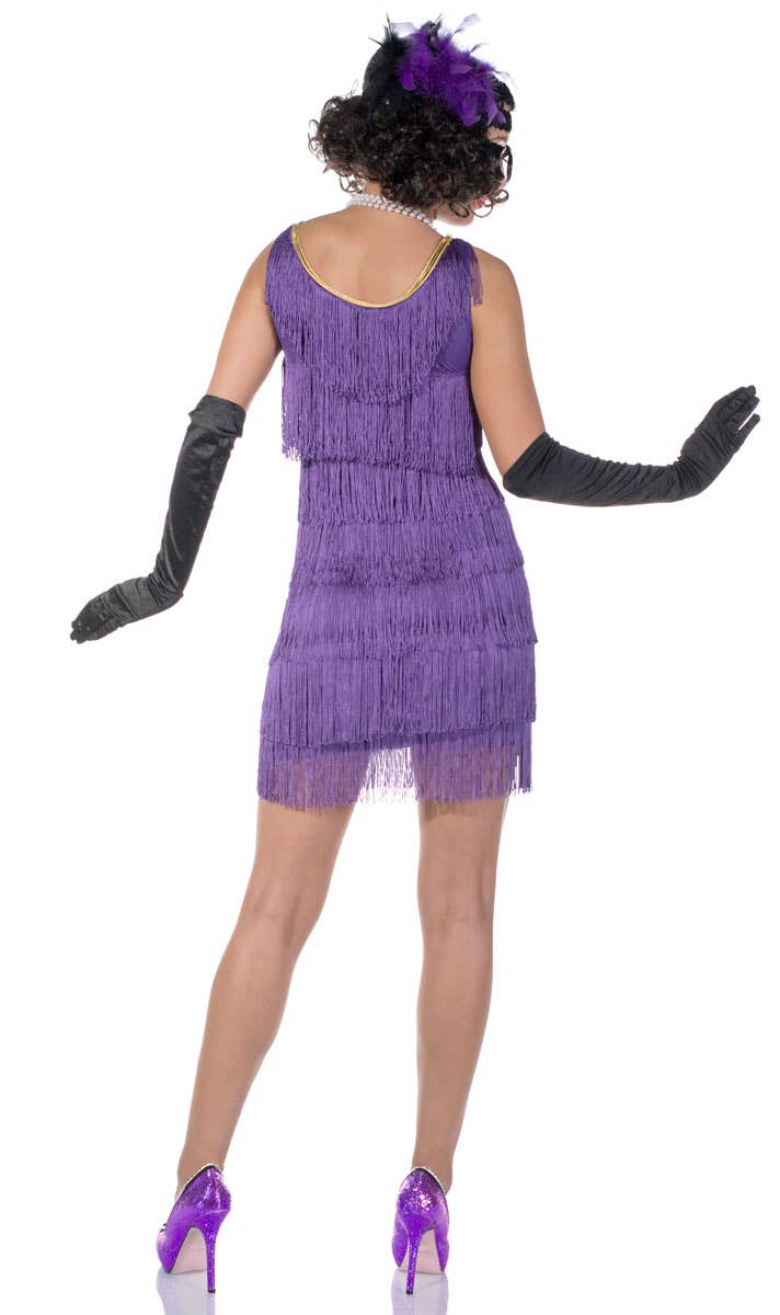 Women's Fringed 1920s Flapper Dress In Purple Back Image