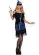 Miss Elsie Deluxe Black and Blue Roaring 20s Flapper Dress Costume - Front Image