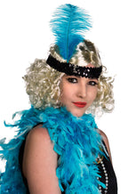 Black and Turquoise Feather 20s Flapper Costume Headband - View 1
