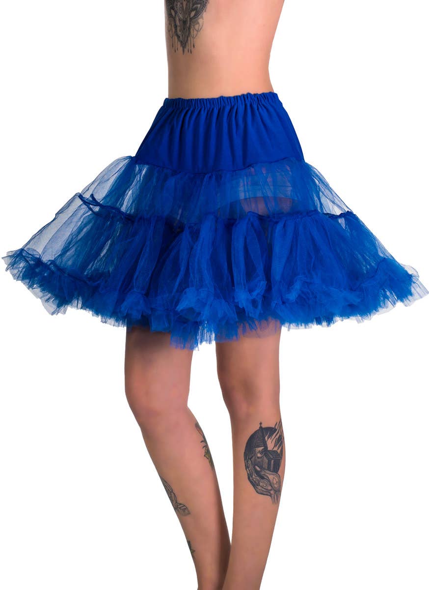 Women's Plus Size Fluffy Blue Thigh Length Costume Petticoat