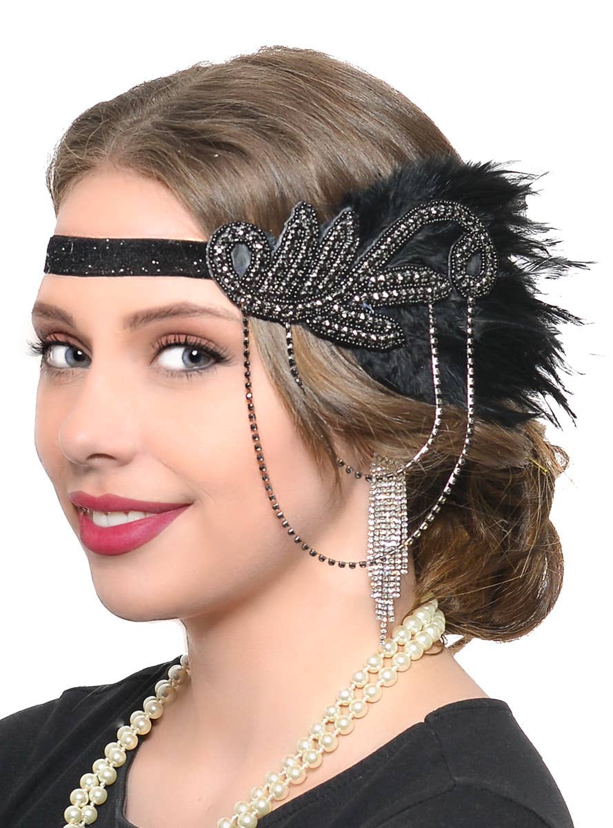 Deluxe 1920s Gatsby 5 Piece Flapper Costume Accessory Set - Headpiece Image