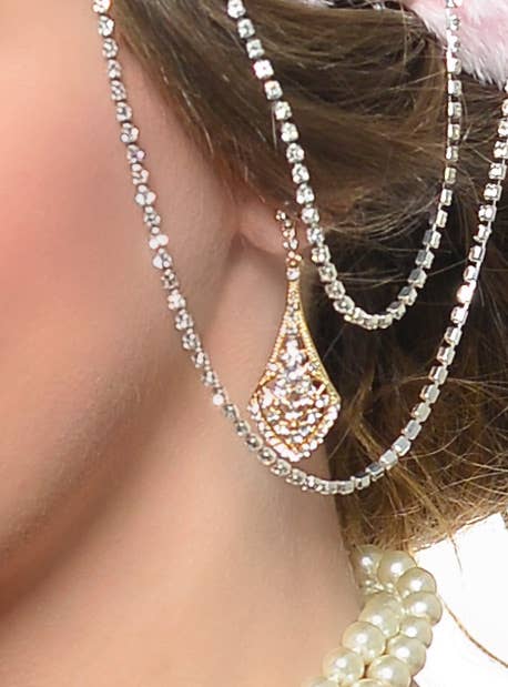 Light Pink and Rhinestone 20s Gatsby Deluxe Costume Accessory Set - Earrings View Image