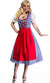 Blue and White Checkered Women's Long Oktoberfest Costume Front View