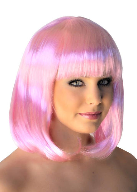 Short Pale Pink Women's Bob Costume Wig with Fringe