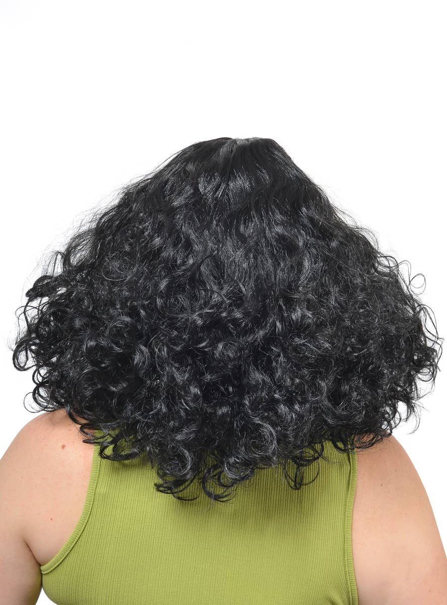 Image of Disco Star Women's Curly Black 70's Costume Wig - Back View