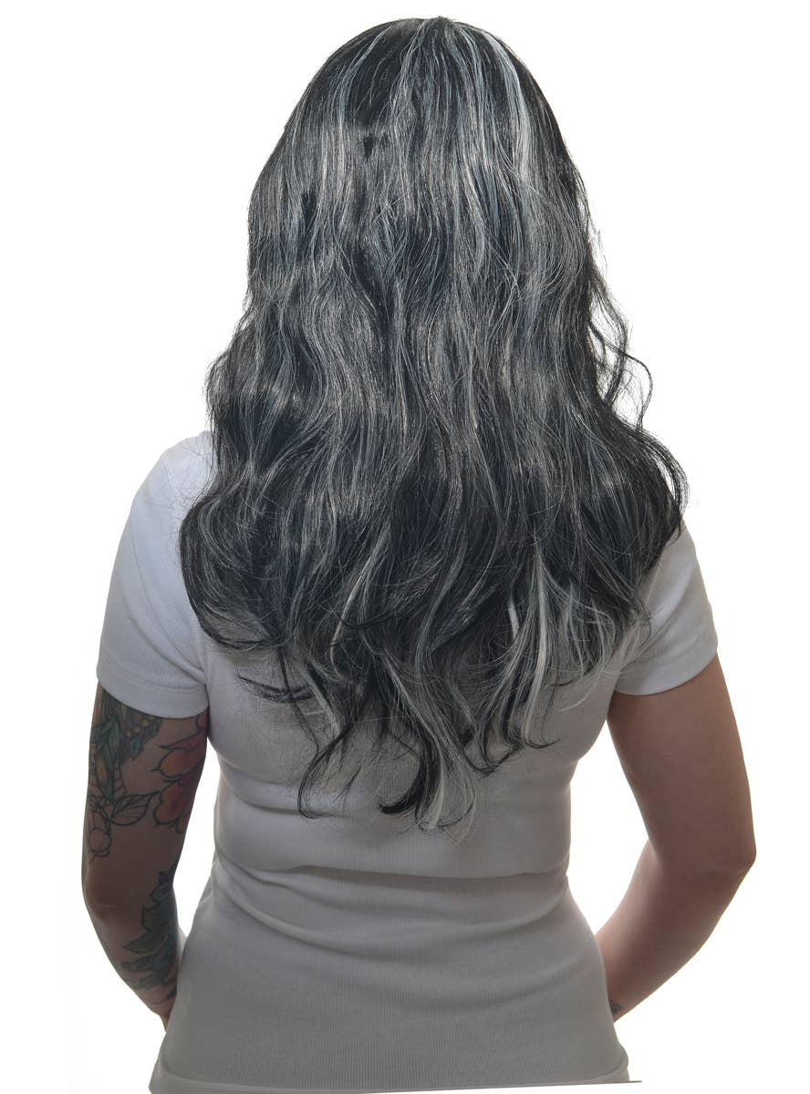 Image of Gothic Black and White Women's Halloween Costume Wig - Back View