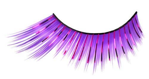 Winged Purple False Eyelashes with Tinsel Highlights