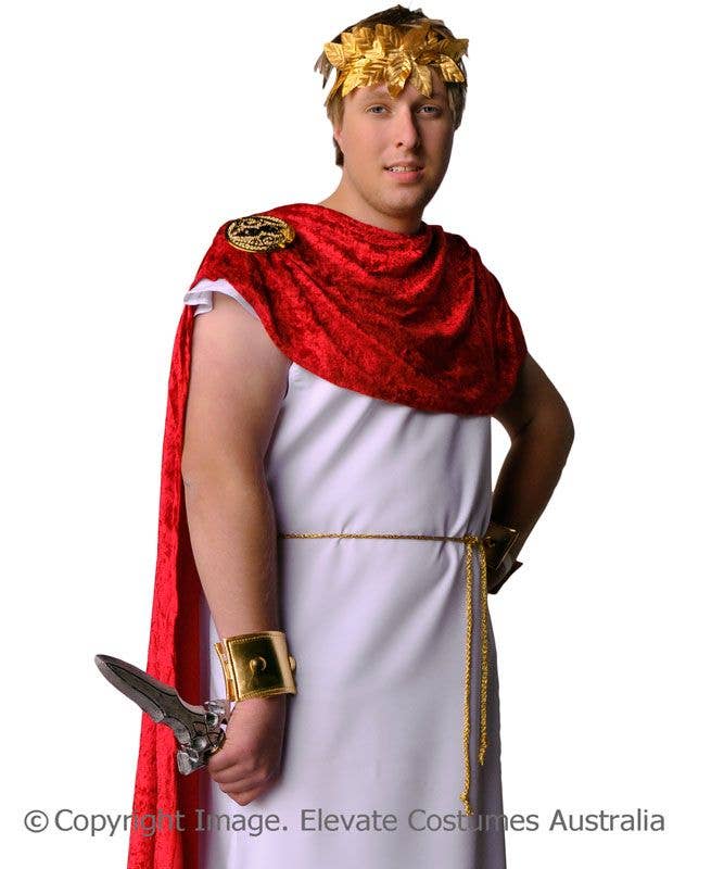 Roman Toga Robe Marcus Brutus Costume Close Up View