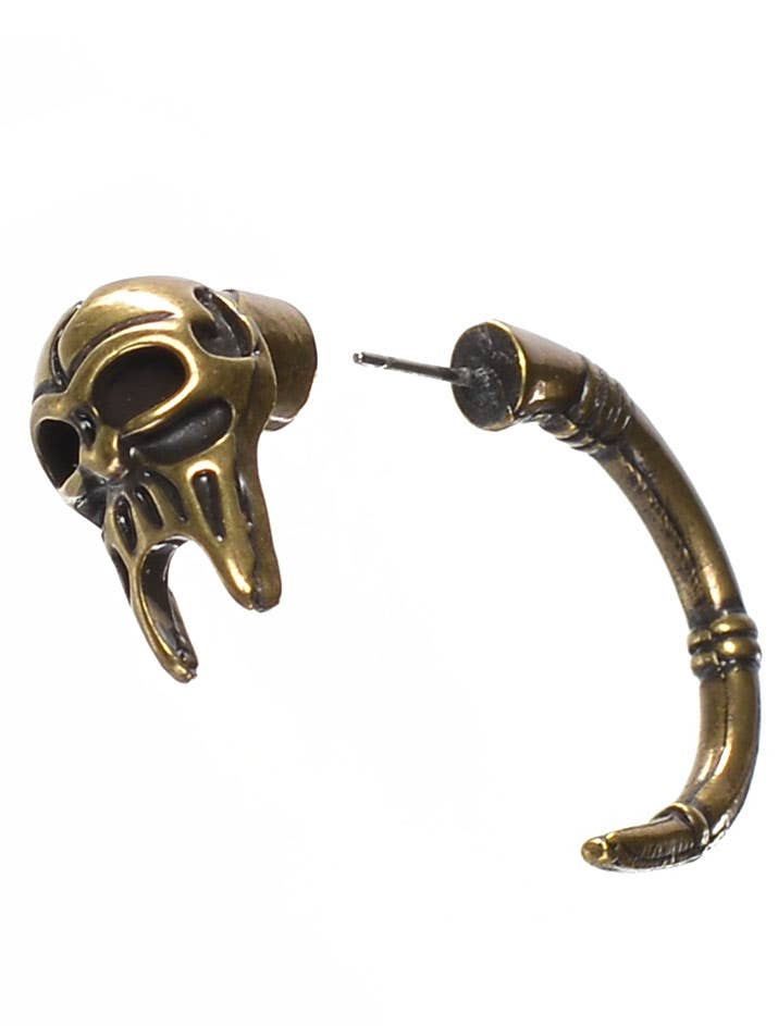 Halloween Skull And Tail Stud Earrings Costume Jewellery Accessory Close Up Image 2