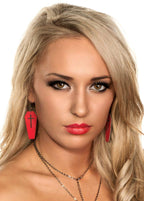 Women's Red Coffin Black Crossed Fish Hook Earrings Halloween Costume Jewellery Main Image Worn