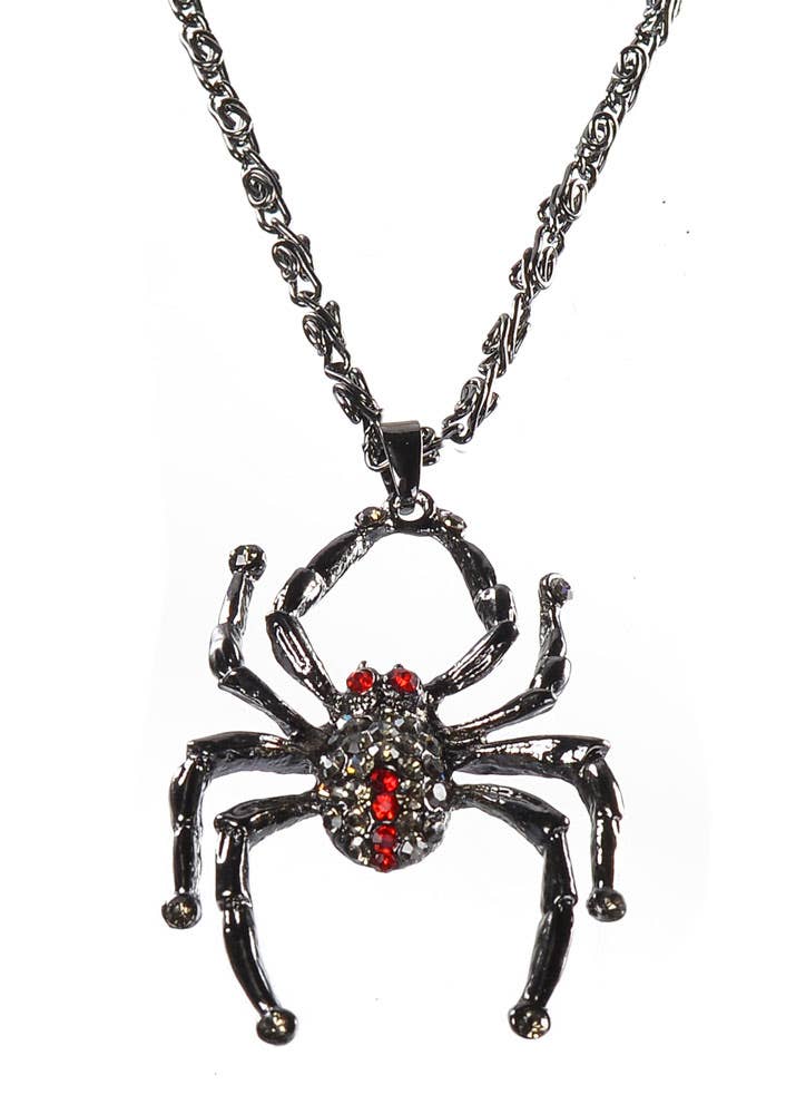 Red And Black Spider Halloween Costume Necklace Accessory Close Up Spider Image