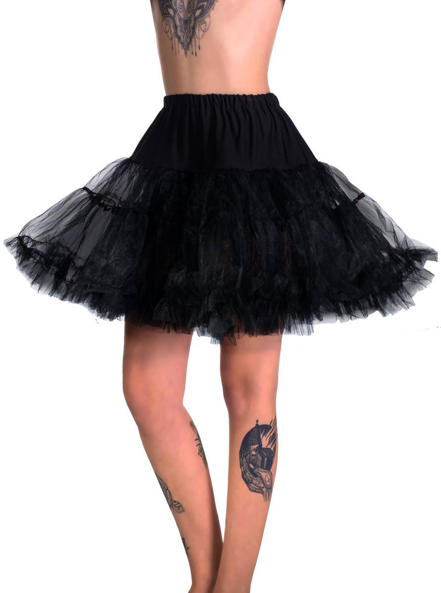 Women's Plus Size Black Fluffy Thigh Length Costume Petticoat