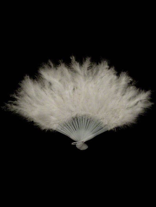 Image of Fluffy White Feather Hand Held Costume Fan - Alternate Image