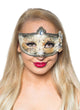 Edwardian Masquerade Mask in Black and Gold Front View