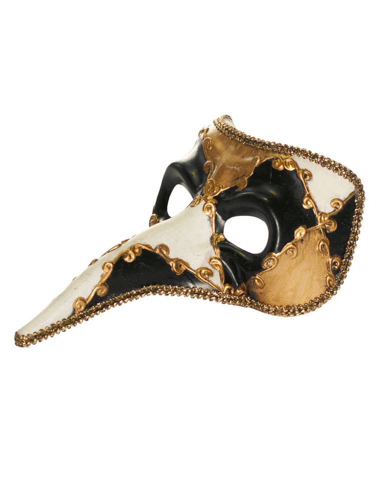 Men's Long Nose Venetian Jester Masquerade Mask - Alternative Image 2