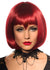 Women's Short Red Bob Halloween Costume Wig with Vampire Fringe Front View