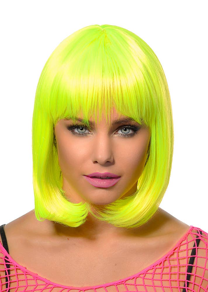 Wigs Australia Womens Aleah Neon Yellow Deluxe Bob Wig  - Main Image