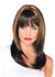 Deluxe Straight Black Women's Fashion Wig with Copper Highlights and Fringe - Front View