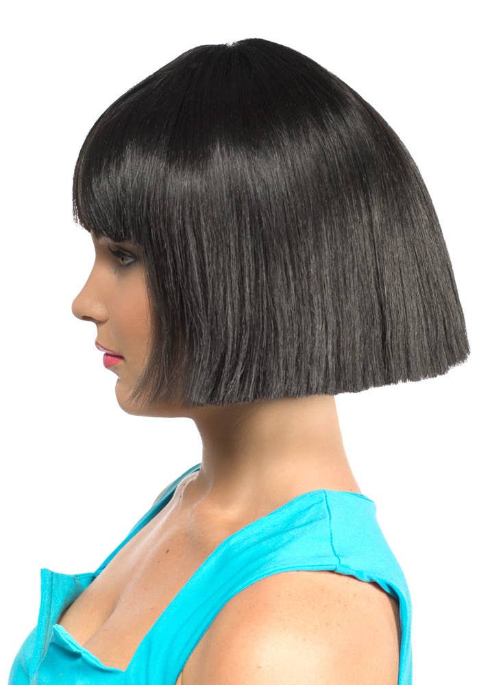 Black Bob Wig Womens Costume Accessory - Side Image