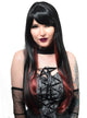 Image of Deluxe Long Black and Burgundy Women's Costume Wig - Main Front View