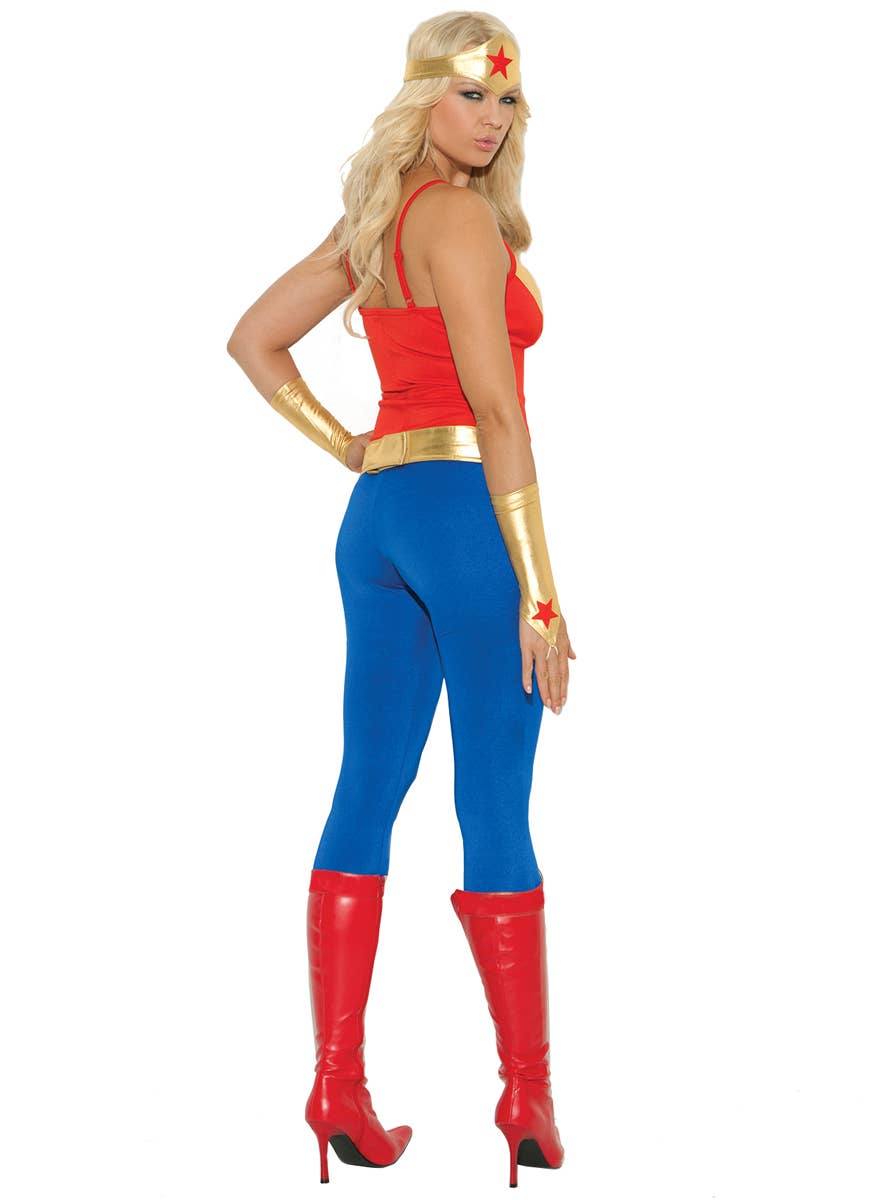 Women's Sexy Superhero Wonder Woman Costume - Side Back Image