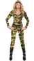 Sexy Women's Army Jumpsuit Fancy Dress Costume - Front View