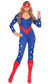 Women's American Hero Blue Captain America Catsuit Costume - Front Image
