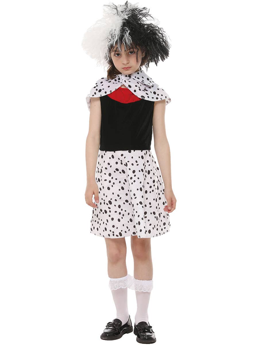 Image of Evil Dog Napper Girl's Cruella Book Week Costume - Alternate View