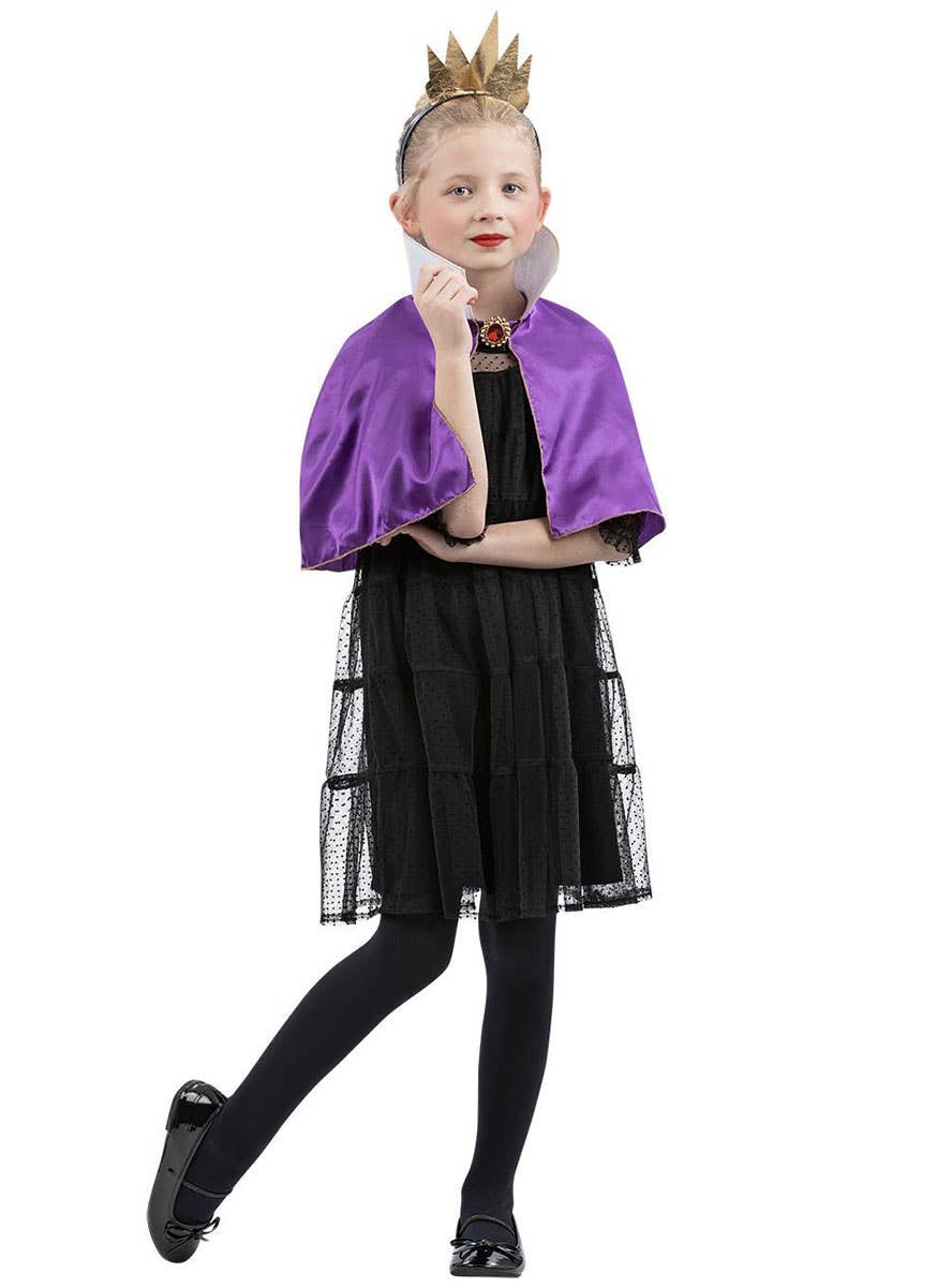 Image of Evil Queen Girls Cape and Crown Accessory Set - Alternate Image 1