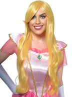 Image of Golden Blonde Princess Peach Womens Costume Wig - Front View