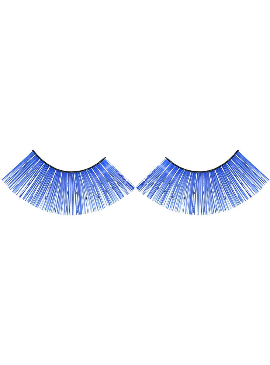 Image of Long Blue False Eyelashes with Silver Tinsel - Main Image
