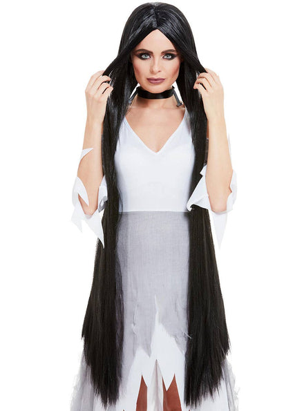 Image of Extra Long 120cm Black Women's Halloween Costume Wig