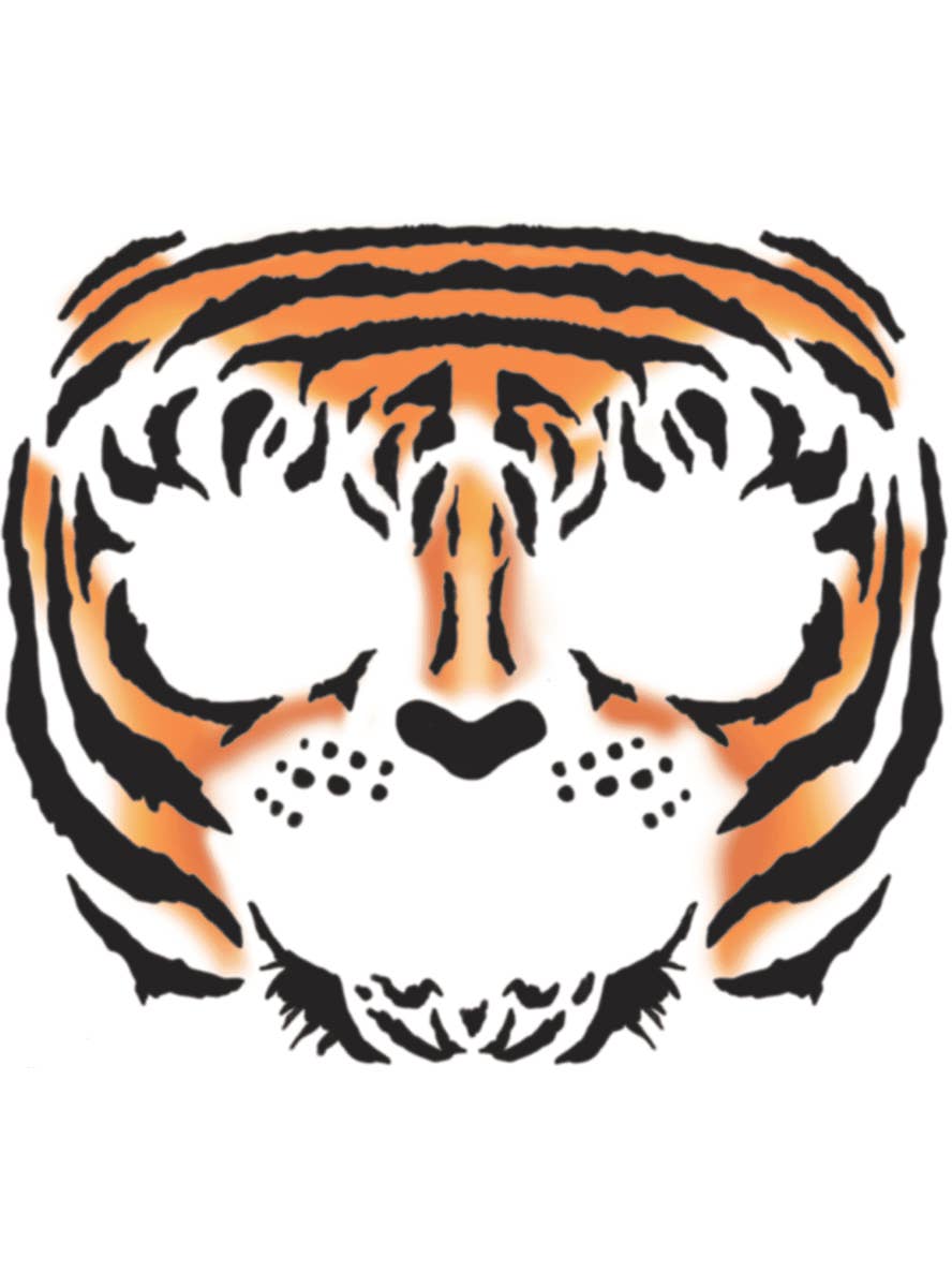 Full Tiger Face Temporary Face Tattoo - Alternative Image