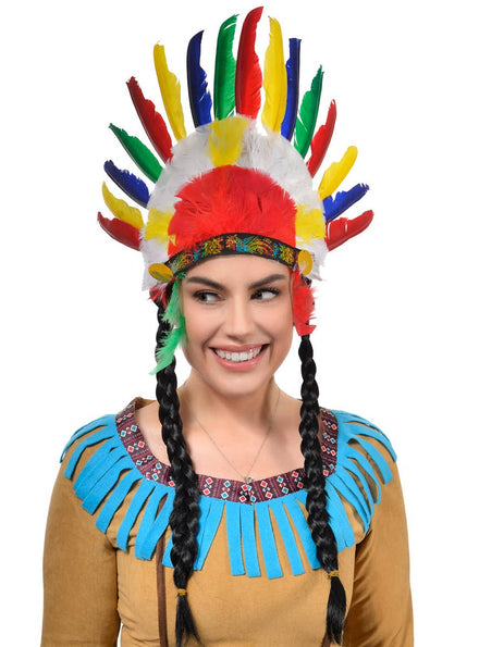 Image of Native American Multicoloured Feather Headdress