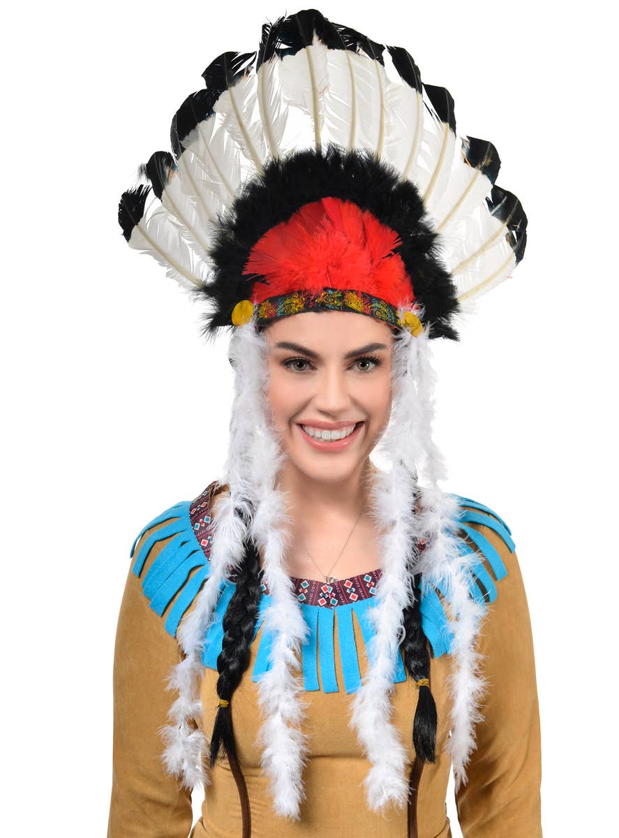 Image of Feather Native American Chief Costume Headdress