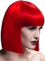 Image of Deluxe Sleek Red Lola Bob Women's Costume Wig with Fringe - Main Image