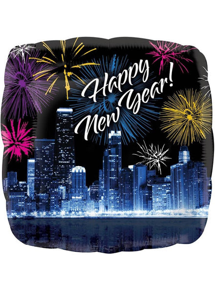 Image of Fireworks Happy New Year 45cm Square Foil Balloon