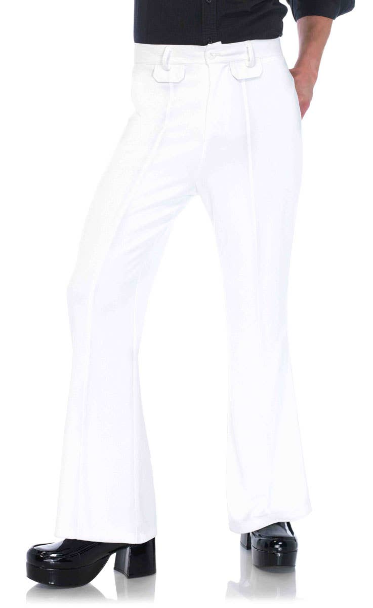 White Bell Bottom Men's 1970's Costume Pants - Main Image