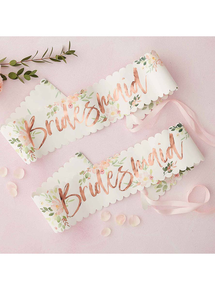 Image Of Floral 2 Pack Bridesmaid Hen's Night Sash