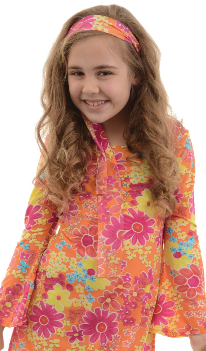 Girls Flower Child 1970s Hippie Costume Dress -  Zoom Image