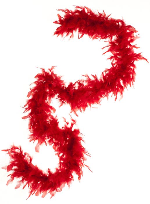 Red Fluffy Feather Costume Boa- Alternate Image