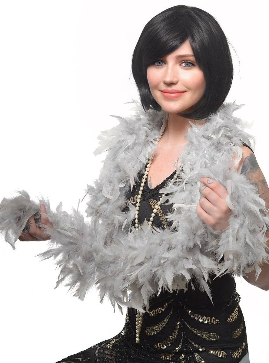 Silver Grey Feather Boa