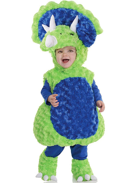 Image of Fluffy Green Infant Triceratops Dinosaur Costume